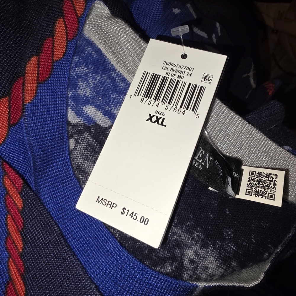Lauren Ralph Lauren Nautical Rope Ship Wheel Crewneck Sweater Blue‎ Navy 2X New - Picture 11 of 12